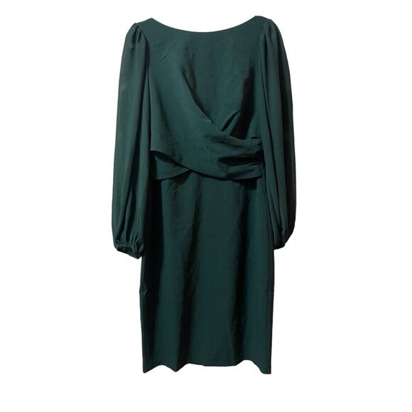 Vince Camuto Green Balloon Sleeve Crepe Chiffon Sheath Dress Size 10 New - Picture 3 of 4